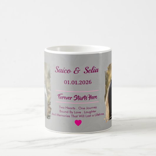 Personalized Wedding Mug  | Custom Couple  Koffiemok (Center)