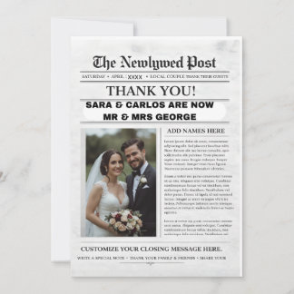 Personalized Wedding Newspaper Poster | Newlywed Kaart