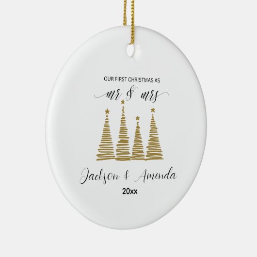 Personalized Wedding Ornament with Names & Year (Rechts)