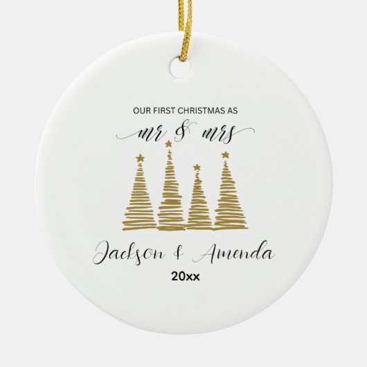 Personalized Wedding Ornament with Names & Year (Voorkant)