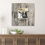 Personalized Wedding Photo Anniversary Rustic Wood Vierkante Klok<br><div class="desc">Unique verjaarary clock to personalize with fotokoppel,  name and established year. The rustic wedding clock with a distressed wood effect makes a great gift for weddings,  verjaararies,  and new home housewarming.</div>