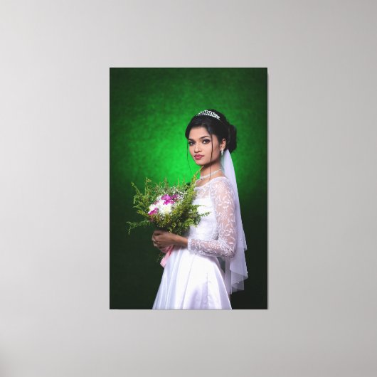 Personalized Wedding Photo Collage Elegant Framed  Canvas Afdruk (Voorkant)