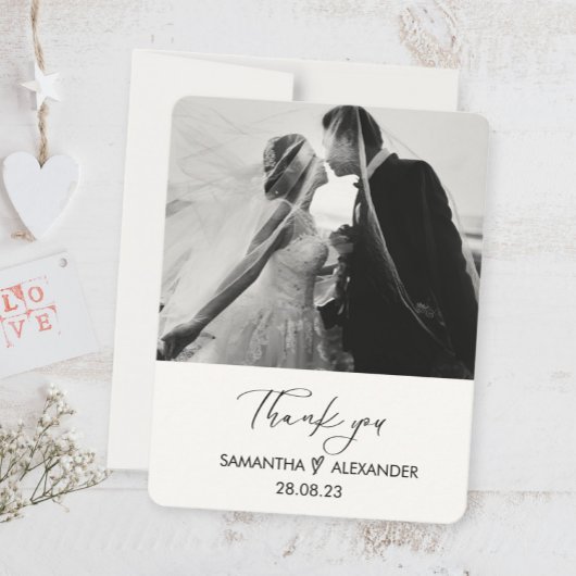 Personalized Wedding Photo Thank You Card Feestdagenkaart