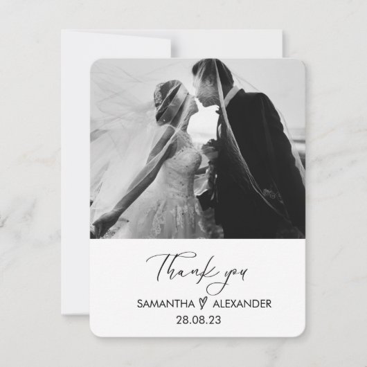 Personalized Wedding Photo Thank You Card Feestdagenkaart (Voorkant)