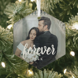 Personalized Wedding Photo Valentine’s Glas Ornament