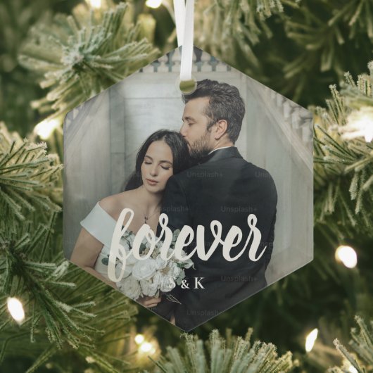 Personalized Wedding Photo Valentine’s Glas Ornament (Insitu)