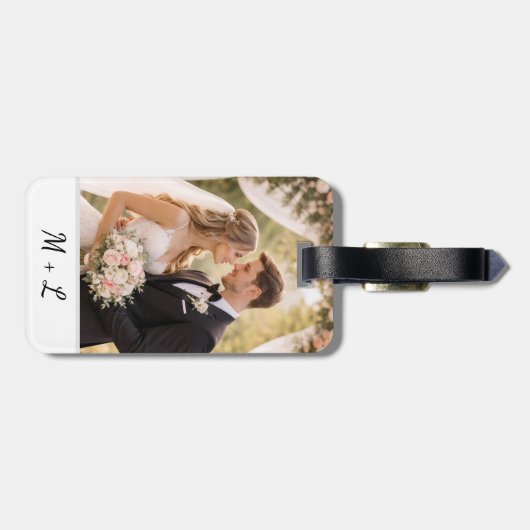 Personalized Wedding Photo With Initials  Bagagelabel (Achterkant horizontaal)