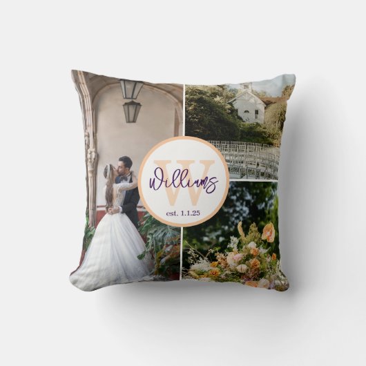 Personalized Wedding Pillow with Initial & Date Kussen (Voorkant)