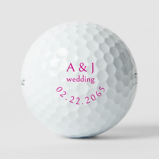 Personalized Wedding Pink Favor Titleist Pro V1 II Golfballen (Voorkant)