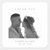 Personalized Wedding Thank You Photo Vierkante Sticker (Voorkant)