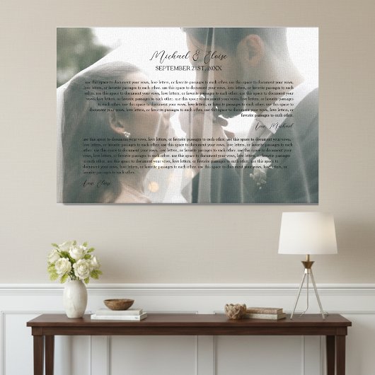 Personalized Wedding Vows Photo Keepsake Canvas Afdruk