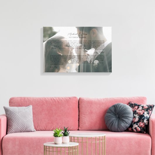 Personalized Wedding Vows Photo Keepsake Canvas Afdruk (Insitu (Woonkamer))