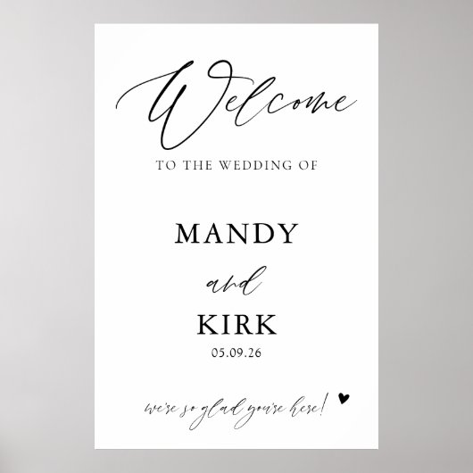 Personalized Wedding Welcome Sign Banner Poster (Voorkant)