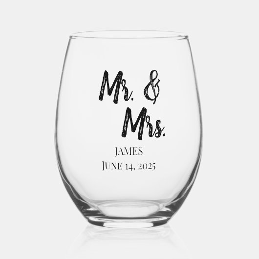Personalized Wedding Wijnglas Zonder Voet (Voorkant)