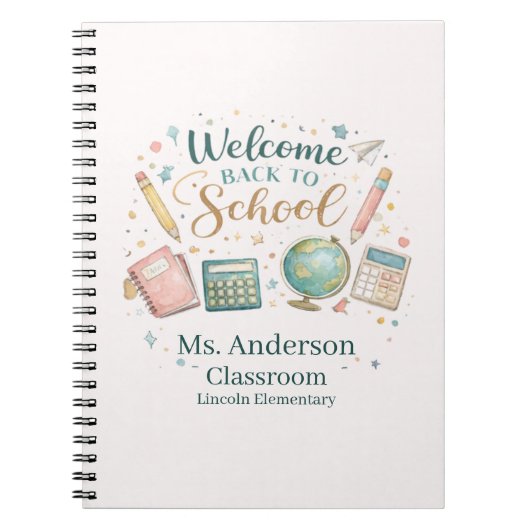 Personalized Welcome Back to School Teacher Notitieboek (Voorkant)