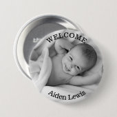 Personalized Welcome New Baby Photo Button (Voorkant /achterkant)
