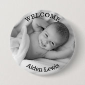Personalized Welcome New Baby Photo Button (Voorkant)