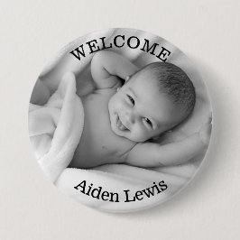 Personalized Welcome New Baby Photo Button