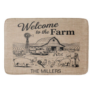 Personalized Welcome to the Farm Family Name Badmat