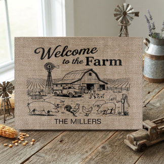Personalized Welcome to the Farm Family Name Snijplank
