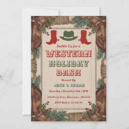 Personalized Western Christmas Holiday Party Kaart