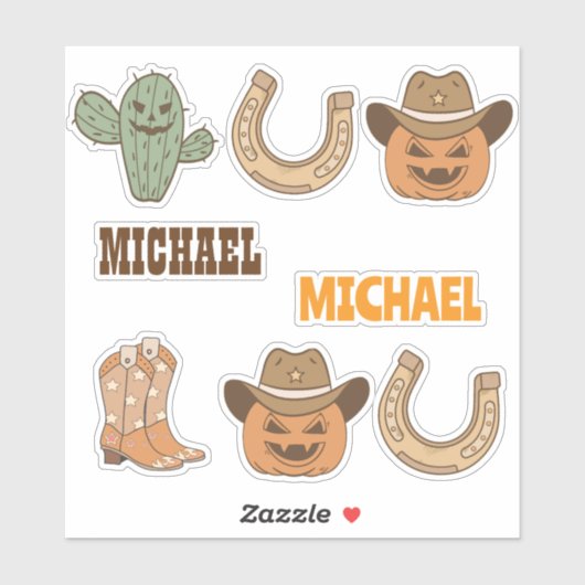 Personalized Western Halloween Fun Set  Sticker (Vel)