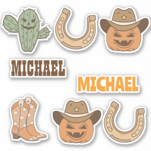 Personalized Western Halloween Fun Set Sticker (Voorkant)