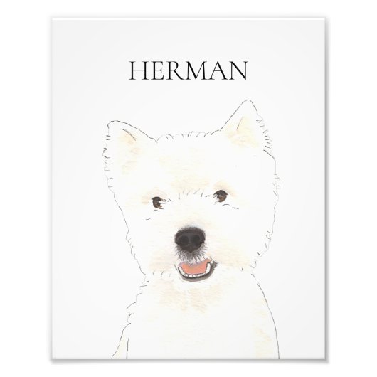 Personalized Westie West Highland Terrier Art Foto Afdruk (Voorkant)