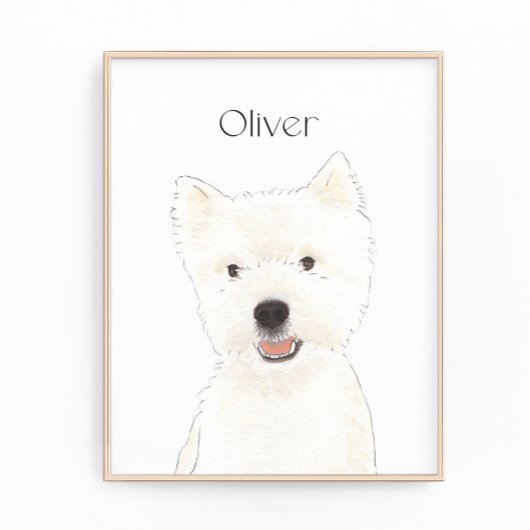 Personalized Westie West Highland Terrier Art Foto Afdruk