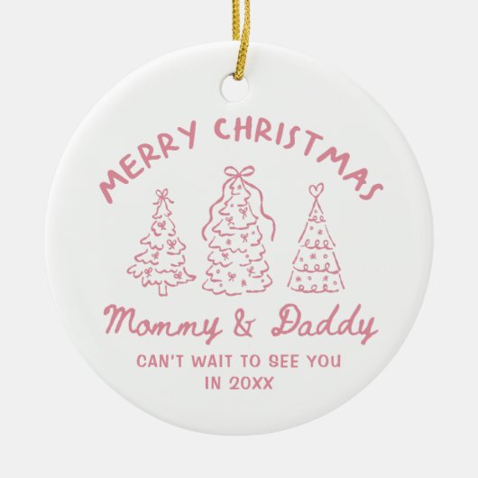 Personalized Whimsical Baby Announcement Ornament (Voorkant)