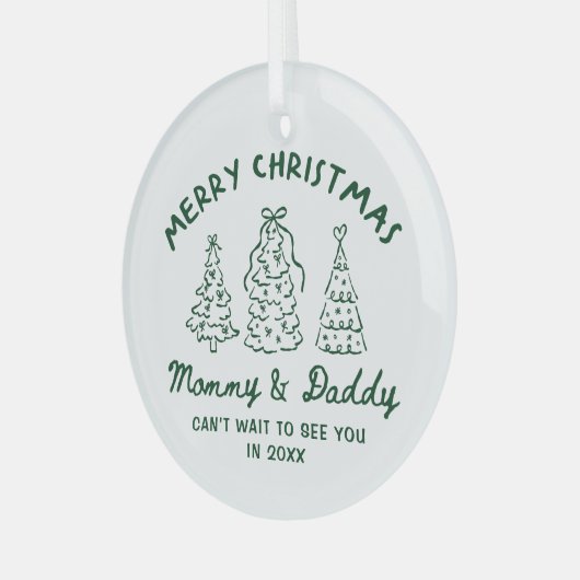 Personalized Whimsical Baby Announcement Ornament (Voorkant links)