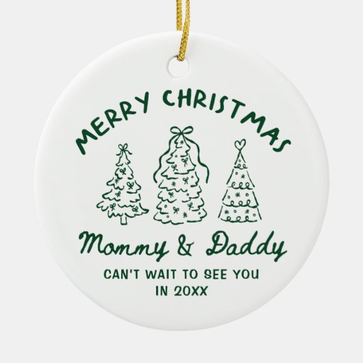 Personalized Whimsical Baby Announcement Ornament (Voorkant)
