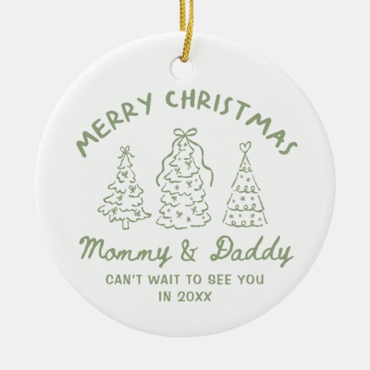 Personalized Whimsical Baby Announcement Ornament (Voorkant)
