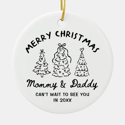 Personalized Whimsical Baby Announcement Ornament (Voorkant)