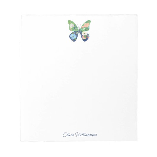 Personalized Whimsical Butterfly Floral Writing Notitieblok (Voorkant)