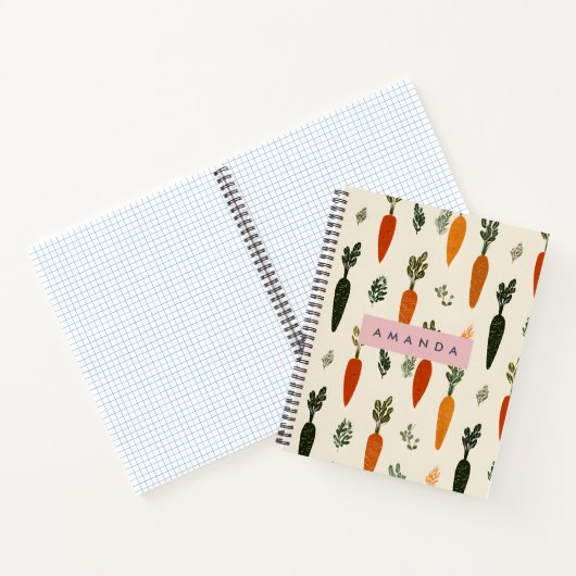 Personalized Whimsical Carrot Patch Rustic Notitieboek (Binnen)