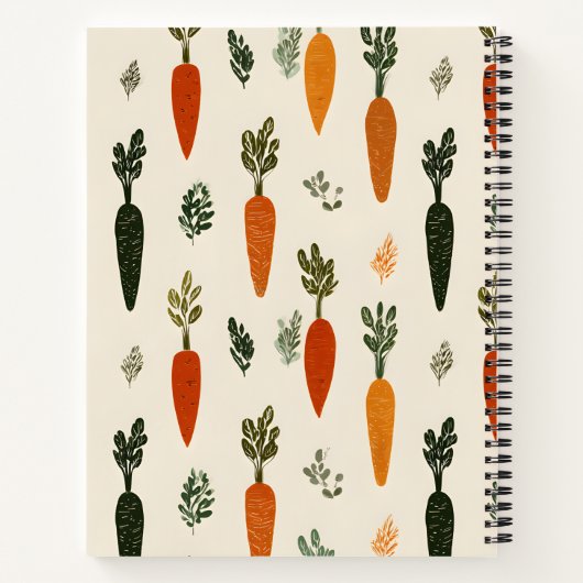 Personalized Whimsical Carrot Patch Rustic Notitieboek (Achterkant)