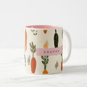 Personalized Whimsical Carrot Patch Rustic Tweekleurige Koffiemok (Voorkant rechts)