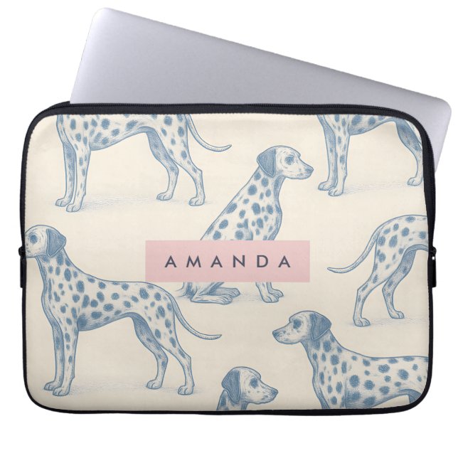 Personalized Whimsical Charming Dalmatian Pattern Laptop Sleeve (Voorkant)