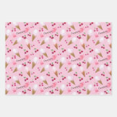 Personalized Whimsical Cherry Ice Cream Girly Pink Inpakpapier Vel (Voorkant 3)