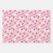 Personalized Whimsical Cherry Ice Cream Girly Pink Inpakpapier Vel (Voorkant 2)