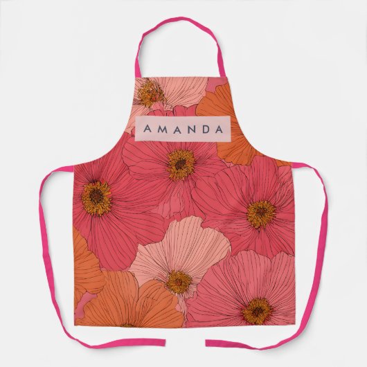 Personalized Whimsical Coral and Peach Flowers Schort (Voorkant)