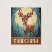 Personalized Whimsical Deer in Forest Legpuzzel (Verticaal)