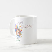 Personalized whimsical doll birthday mug koffiemok (Voorkant links)