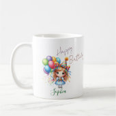 Personalized whimsical doll birthday mug koffiemok (Links)