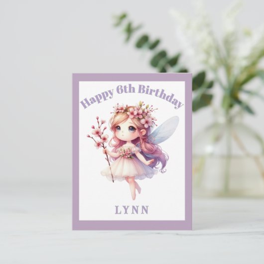 Personalized Whimsical Floral Fairy  Briefkaart (Staand voorkant)