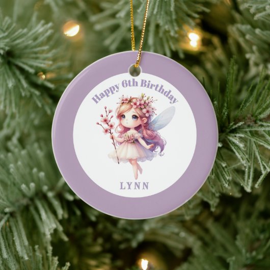 Personalized Whimsical Floral Fairy  Keramisch Ornament (Boom)