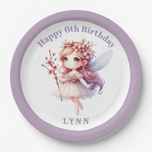 Personalized Whimsical Floral Fairy  Papieren Bordje (Voorkant)