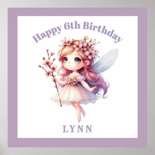 Personalized Whimsical Floral Fairy  Poster (Voorkant)