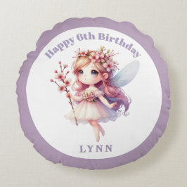 Personalized Whimsical Floral Fairy  Rond Kussen